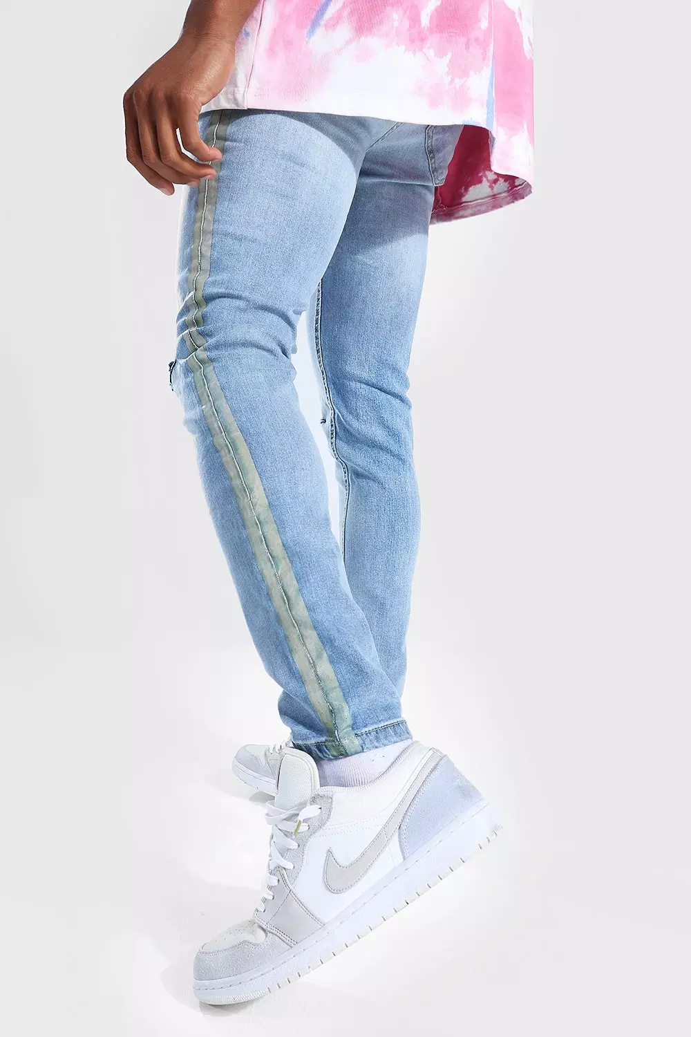 Men's side stripe denim on sale jeans